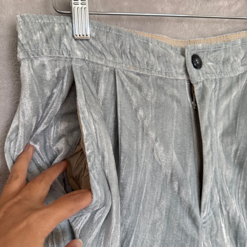 Free People Crushed Velvet Wide Leg Pants Sage green 6 fall 30x31 western chic - Picture 9 of 9